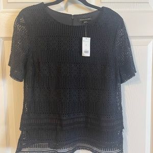 Black,  crocheted Banana Republic top